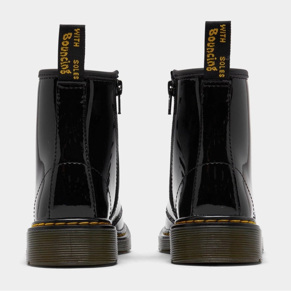 DR.MARTENS WOMENS ZAVALA COMBAT BOOT Black Patent - Picture 2 of 16